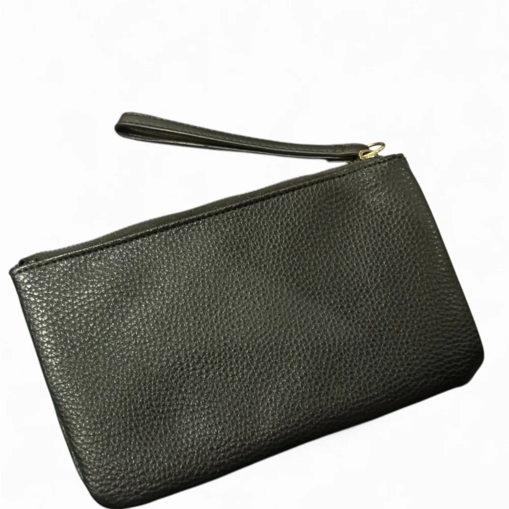 Juicy Couture Black Pebbled Leather Wristlet w/ Gold Chain